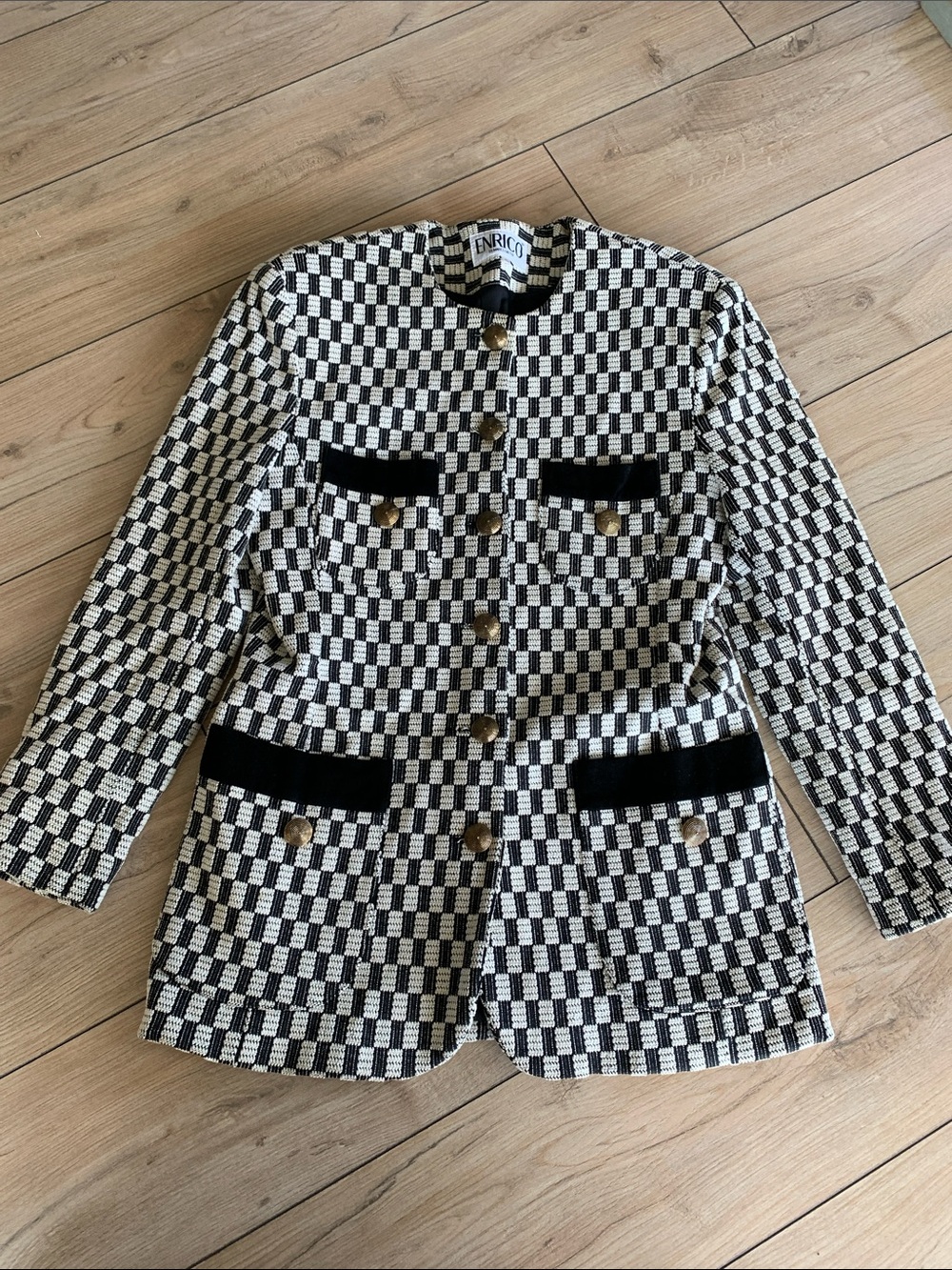 VTG Old Money Tweed and velvet Blazer - classy creative office jacket Enrico